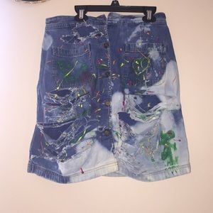 Painted & Denim Altered Skort